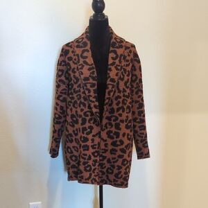 Leopard Print Open Front Cardigan